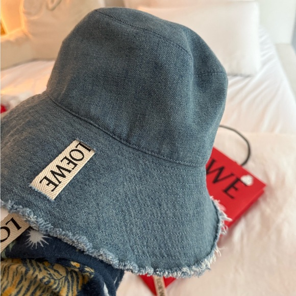 Loewe Frayed Denim Hat with Logo Straps main image 13